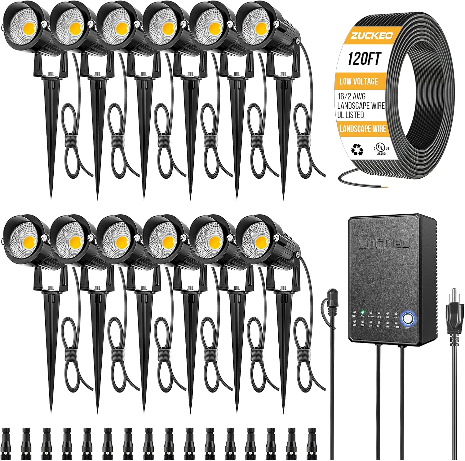 Outdoor Lighting Kit With Transformer - All-in-One Low Voltage Landscape Lighting Kit,