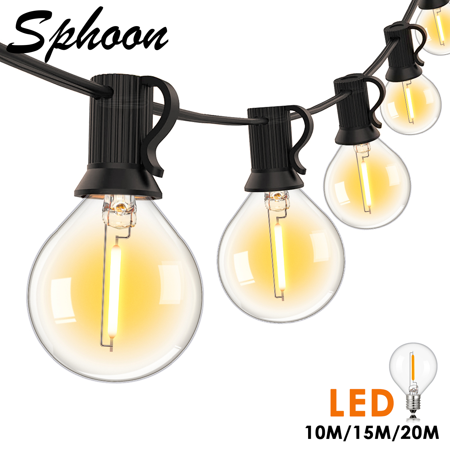Outdoor Lighting Driveway - Sphoon Vintage G40 LED String Lights