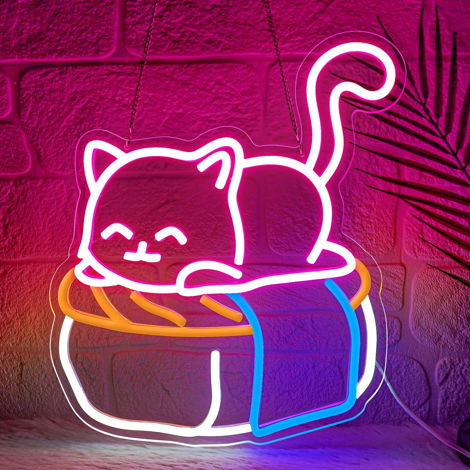 Outdoor Lighting Restaurant - Cute Sushi Cat Neon Sign Kawaii