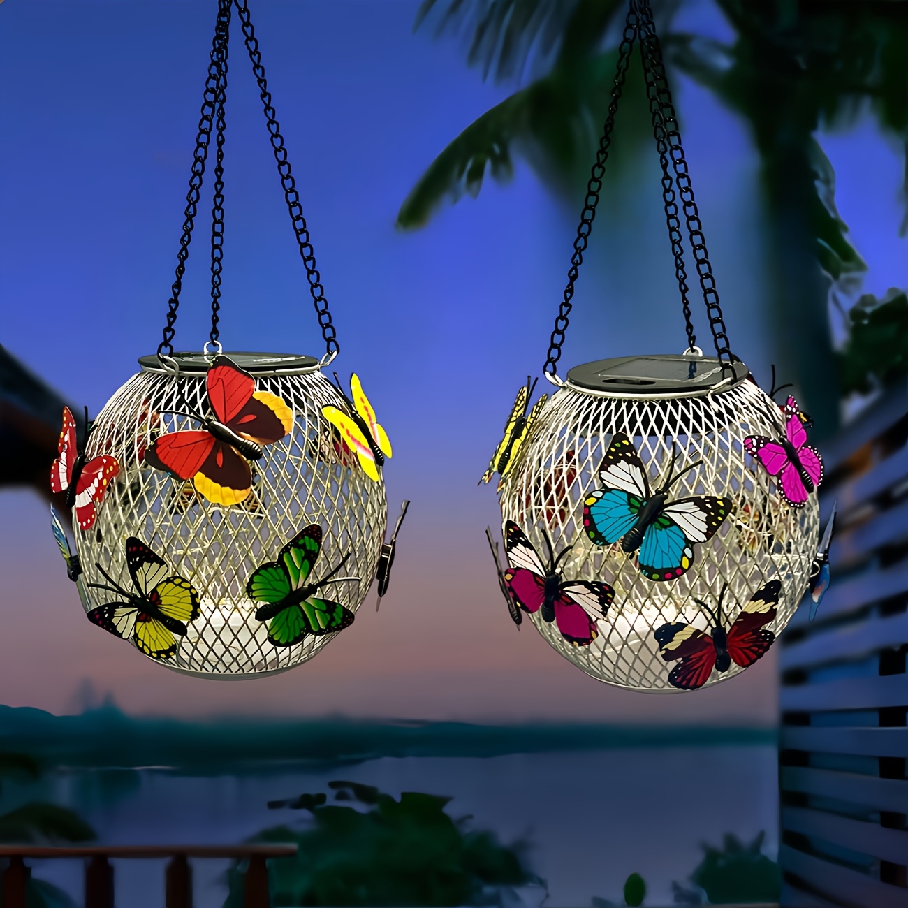 Outdoor Lighting Transformer - 1pc Solar-Powered Butterfly Lanterns Metal Hanging