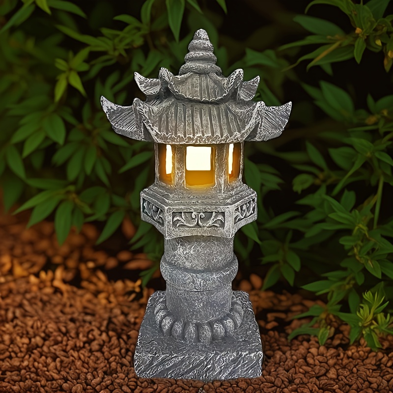 Outdoor Zen Lighting - Solar Pagoda Light IPX4, Japanese Pathway