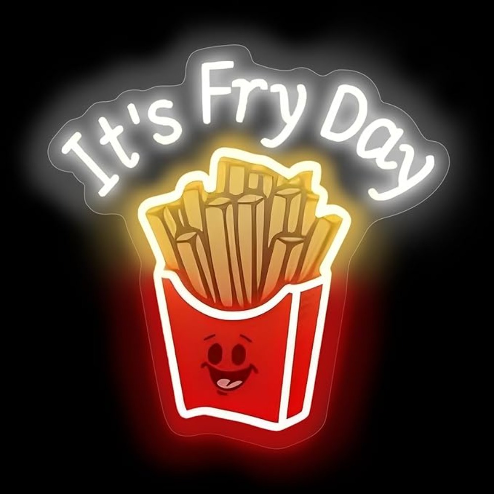 Outdoor Lighting Restaurant - French Fries Neon Light,It's Fry Day