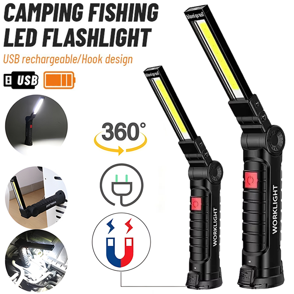 Zinc Outdoor Lighting - LED COB Flashlight USB Rechargeable Torch