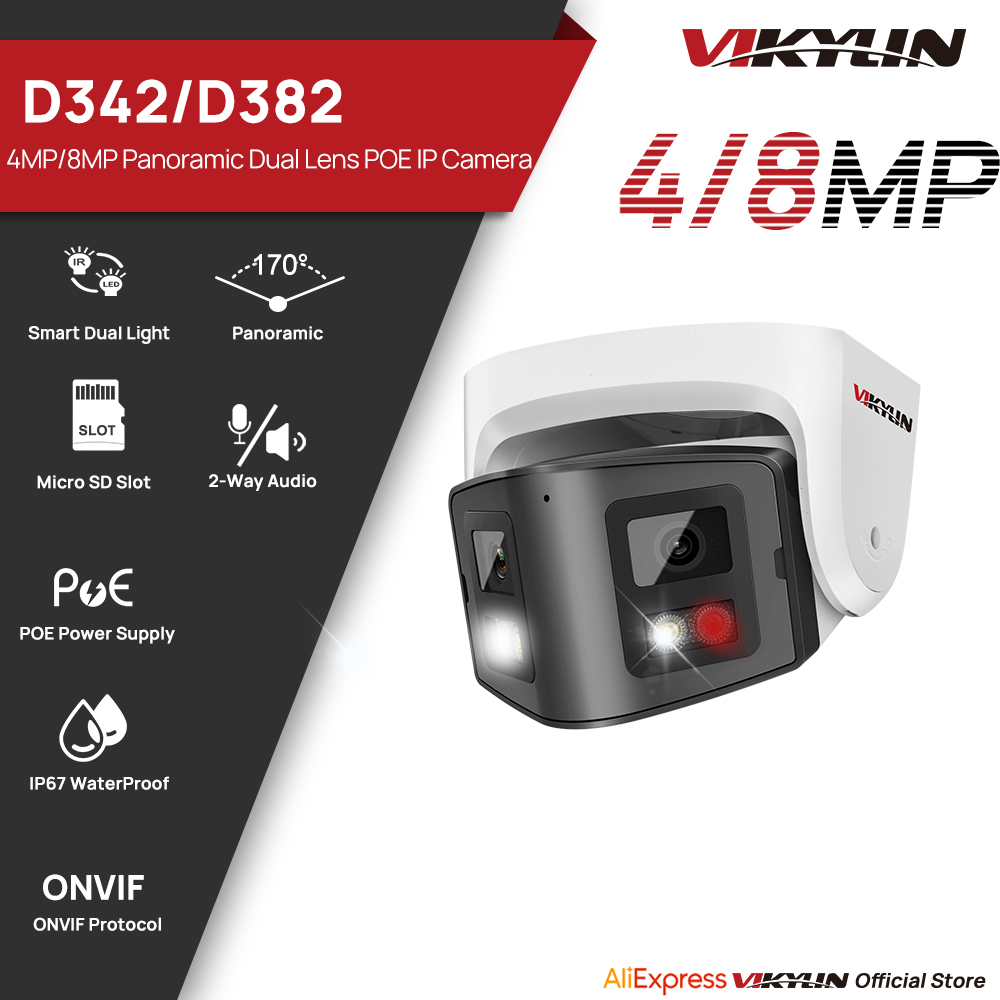 Outdoor Lighting Mains Powered - Vikylin 4/8MP Panoramic Dual Lens Smart