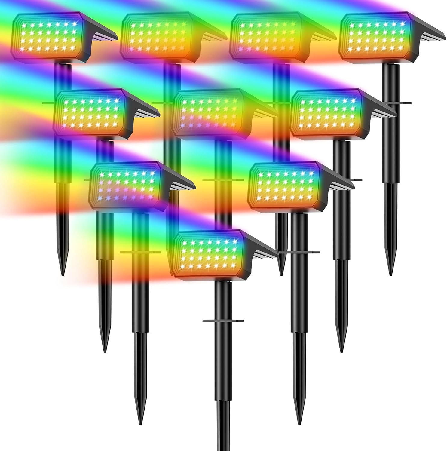 Outdoor Lighting Spotlight - 10-Pack Solar Spot Lights, 28 LED