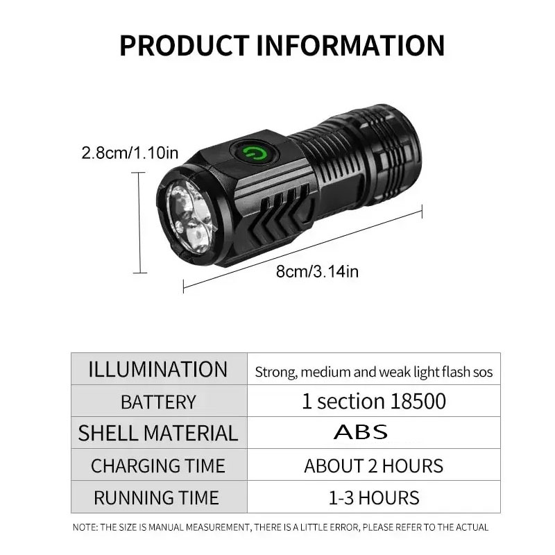 Mini 3 LED Flashlight With Pen - Outdoor Lighting Spotlight recension och pris