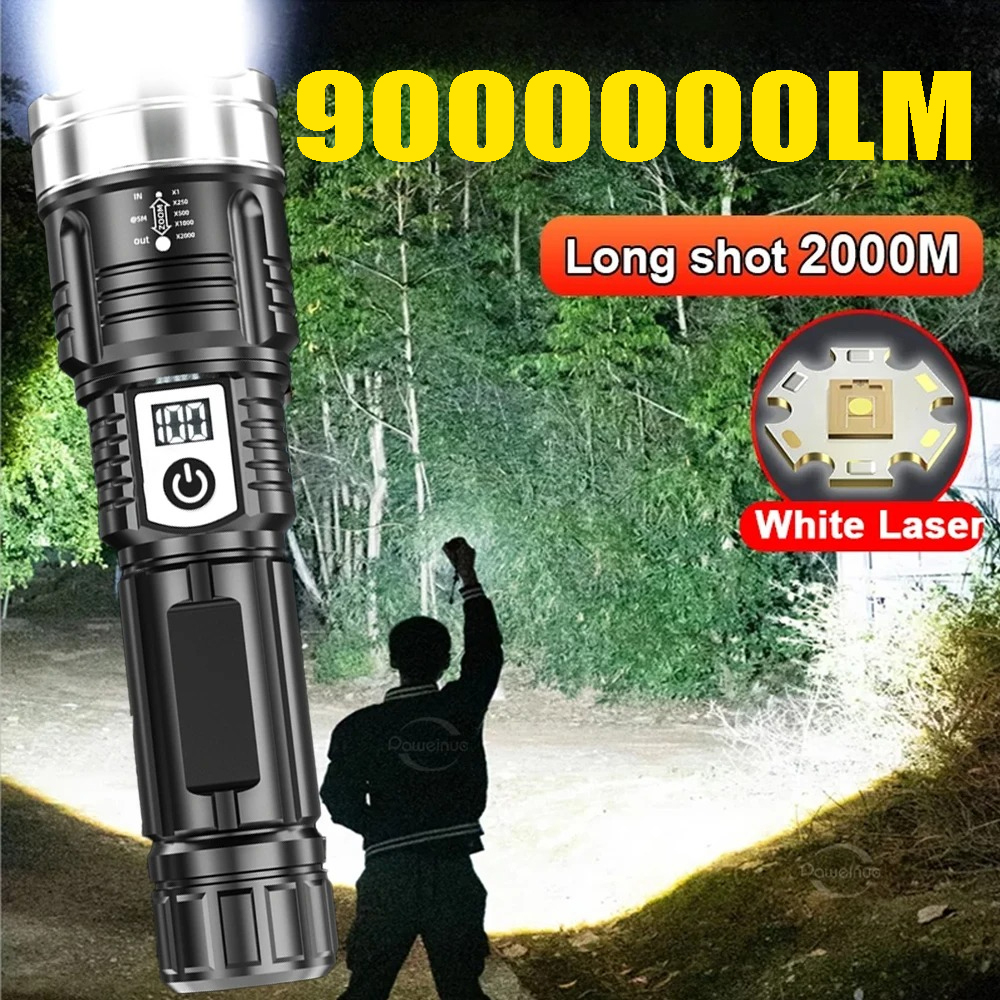 High Power 200000LM LED Flashl - Outdoor Lighting Battery Powered recension och pris
