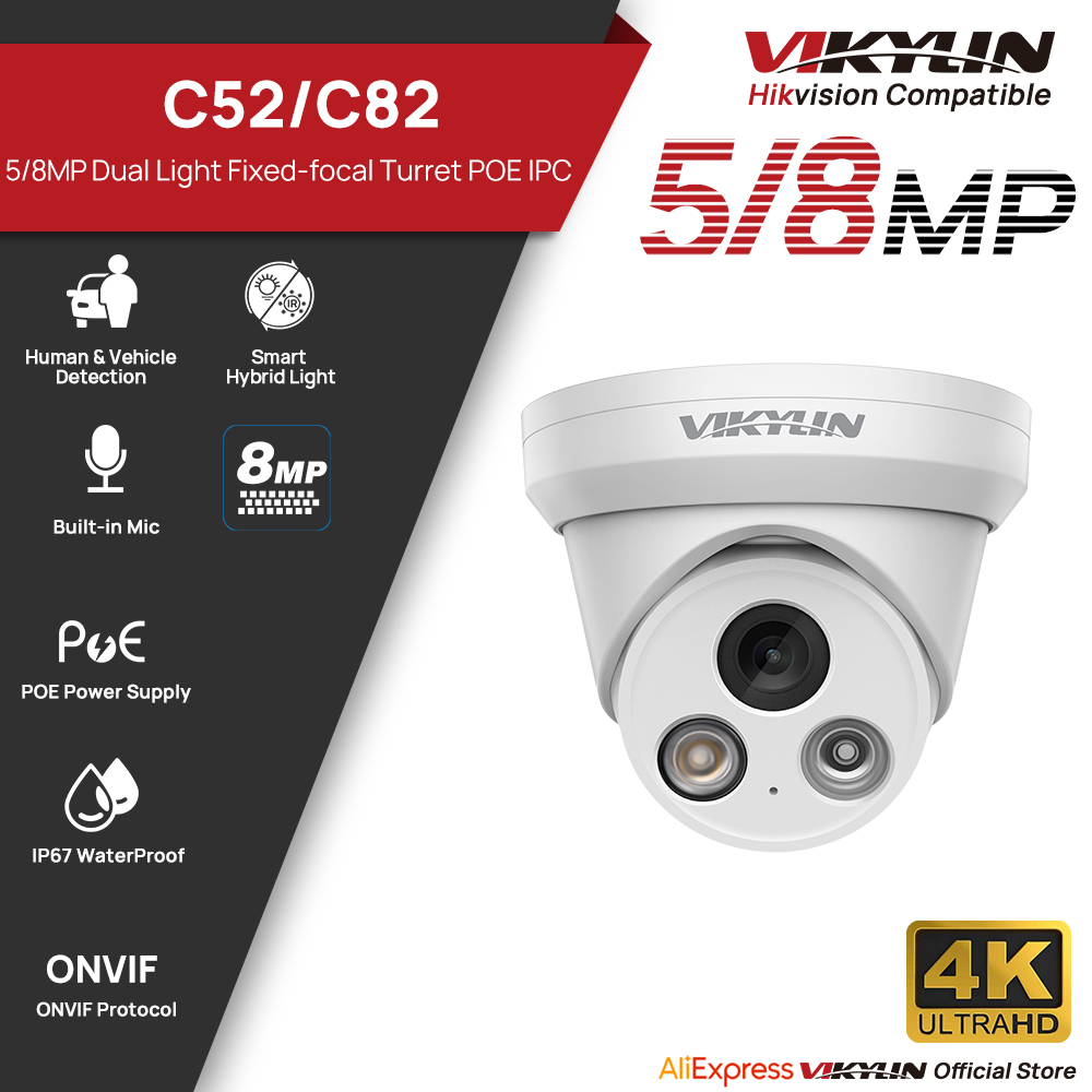 VIKYLIN 5/8MP 4K IP Camera Dua - Outdoor Lighting Mains Powered recension och pris