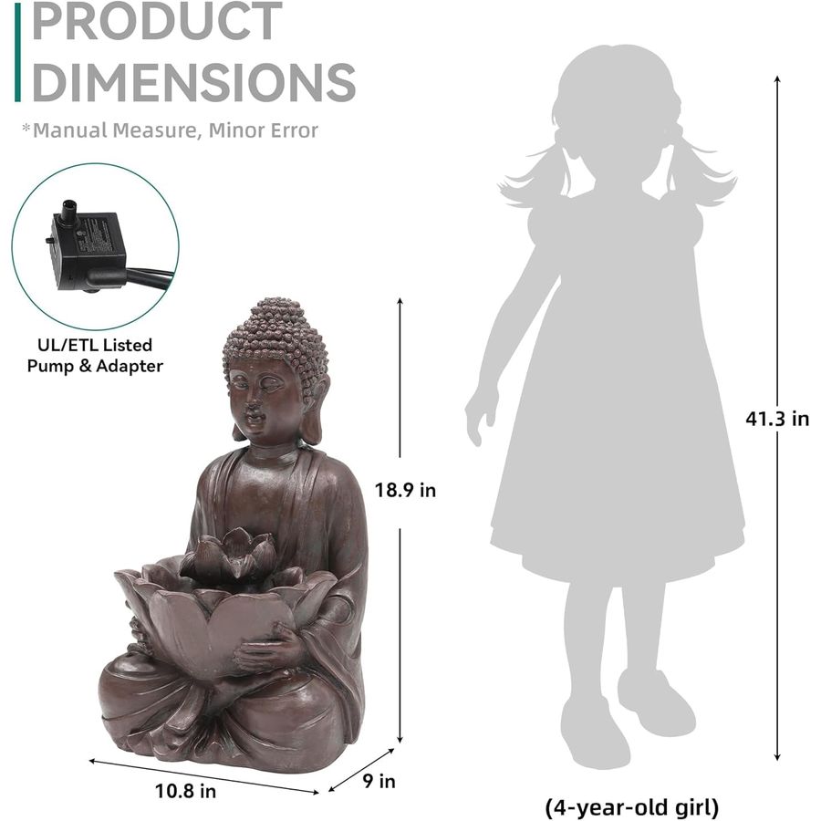 H Buddha Outdoor Water Fountai - Outdoor Zen Lighting recension och pris