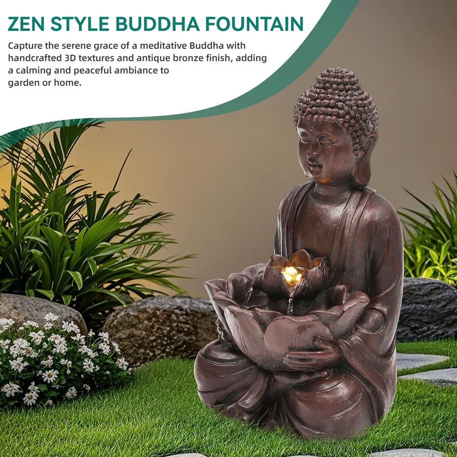 H Buddha Outdoor Water Fountai - Outdoor Zen Lighting recension och pris