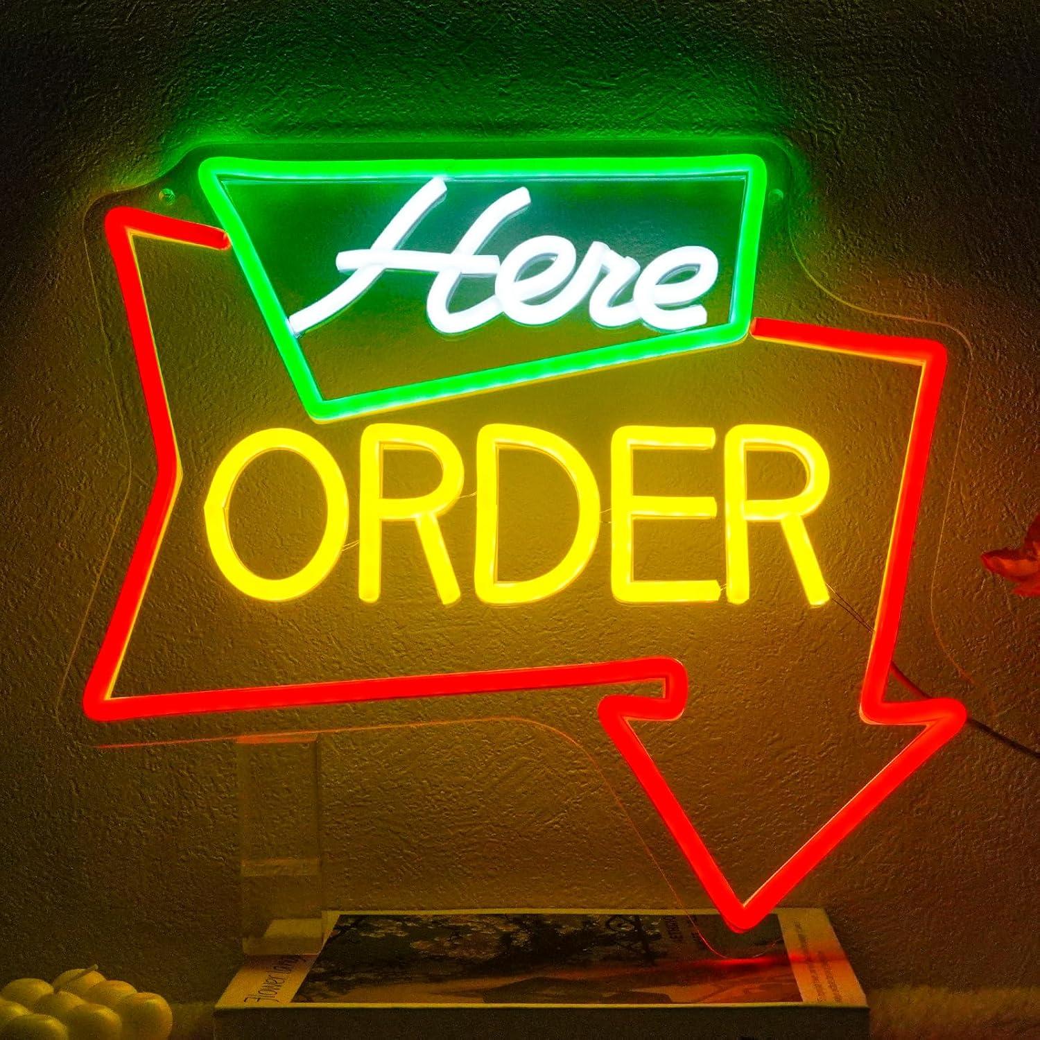 Order Here Neon Sign Dimmable  - Outdoor Lighting Restaurant recension och pris