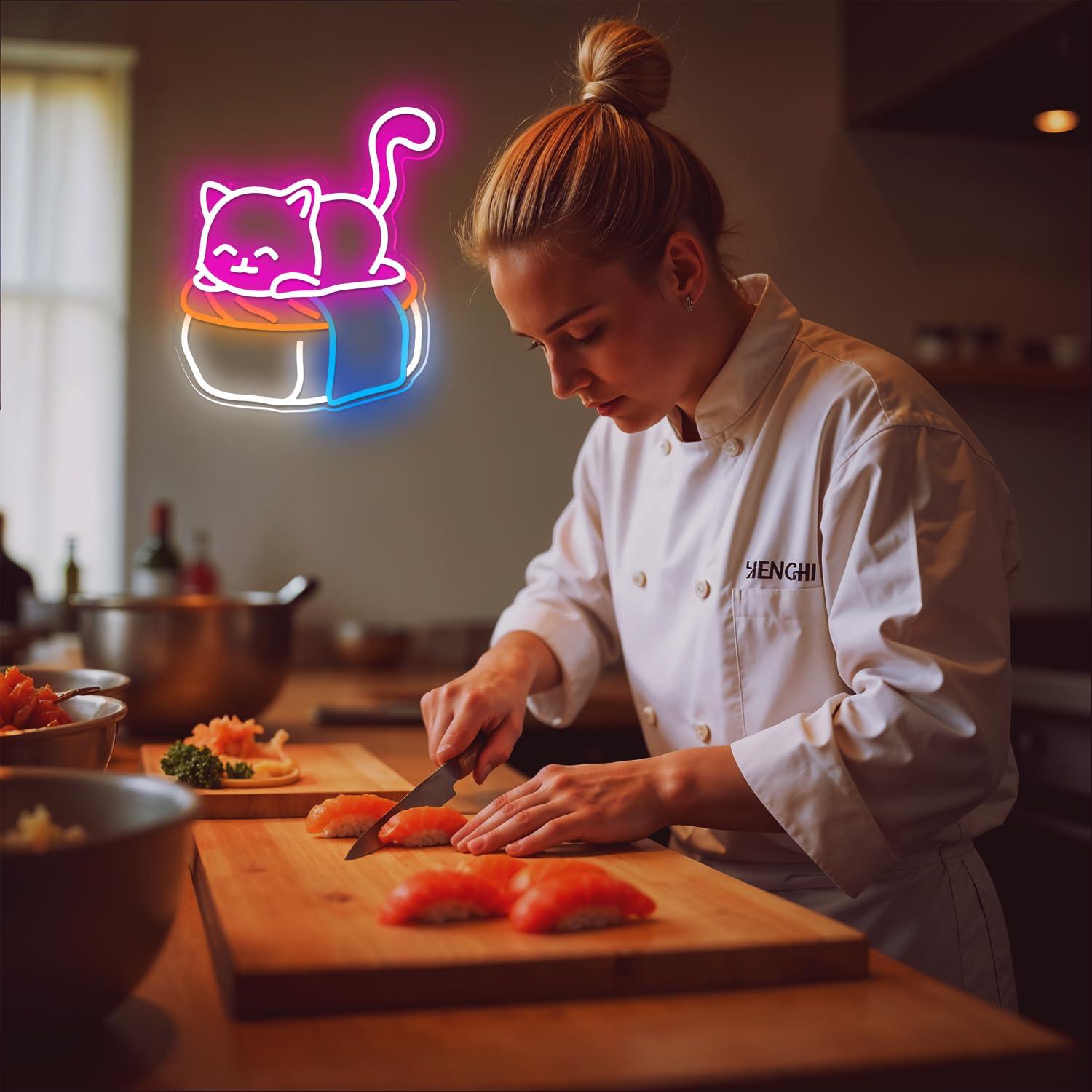Cute Sushi Cat Neon Sign Kawai - Outdoor Lighting Restaurant recension och pris