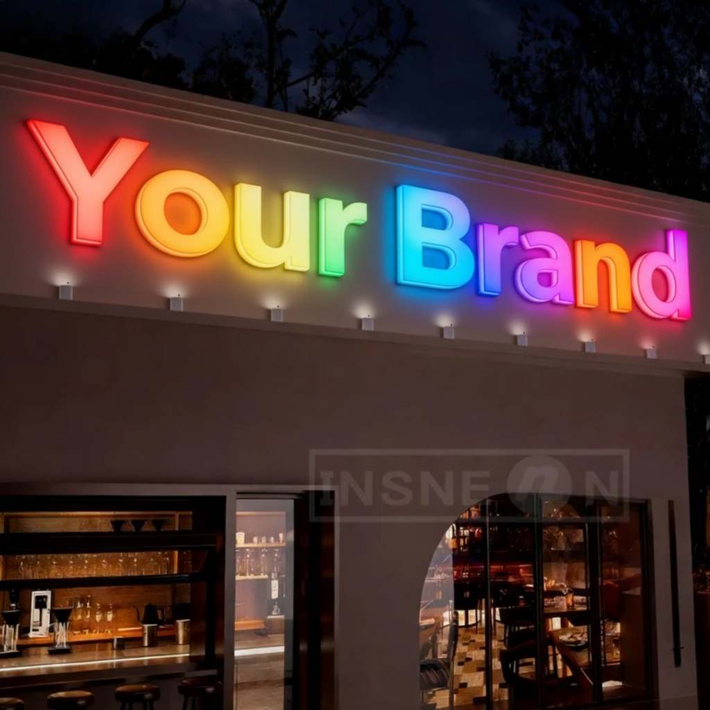 Custom RGB Led Metal Sign Busi - Outdoor Lighting Restaurant recension och pris