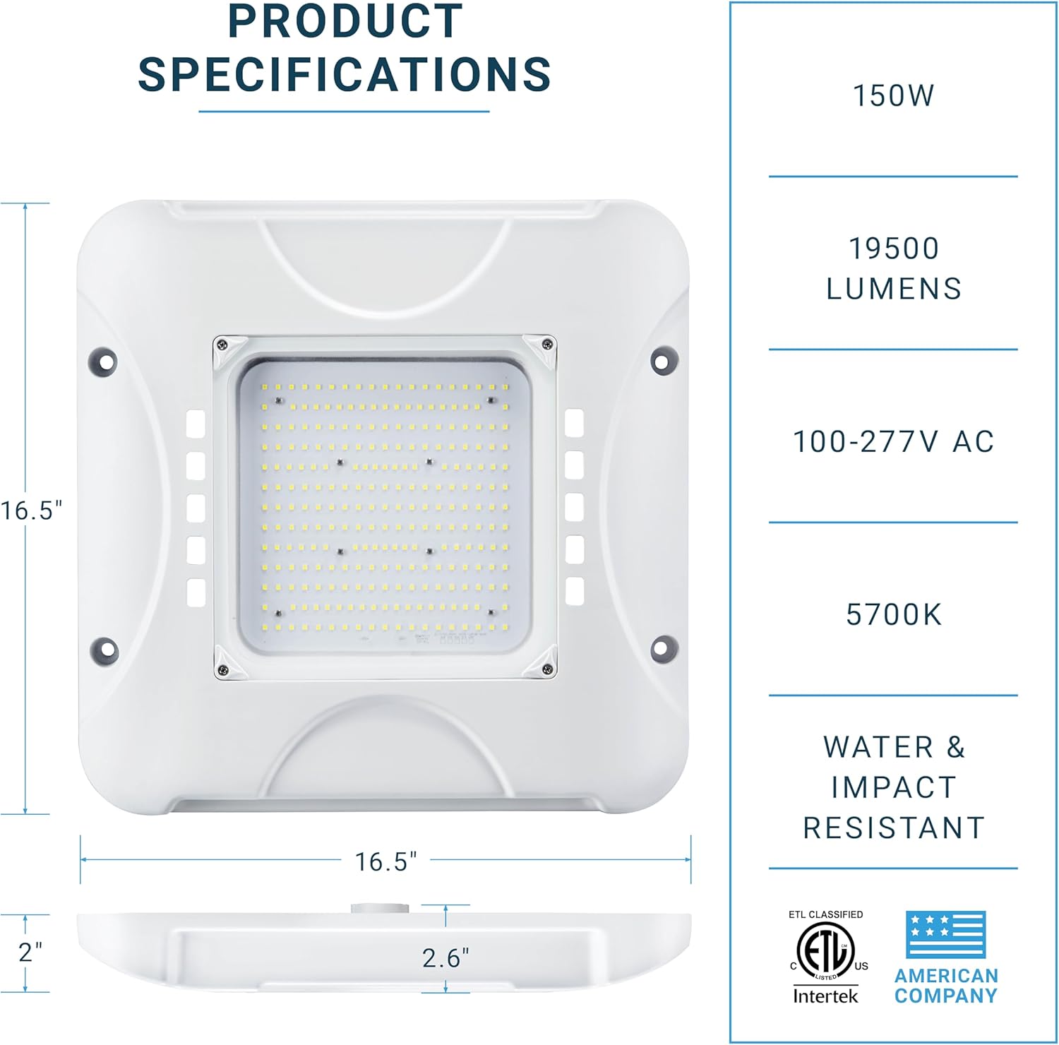 150W LED Canopy Light, 0-10V D - Outdoor Lighting Ip65 recension och pris