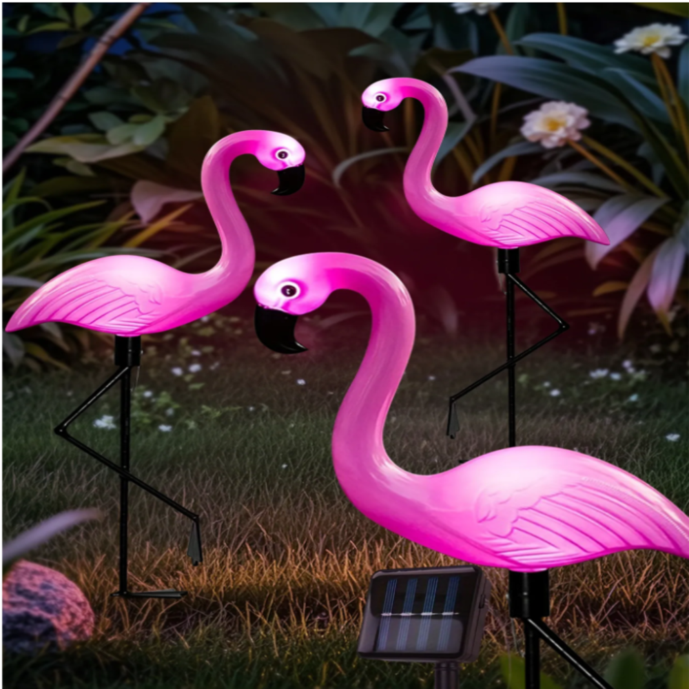 3Pcs Solar Powered Flamingo Gr - Outdoor Lighting Driveway recension och pris