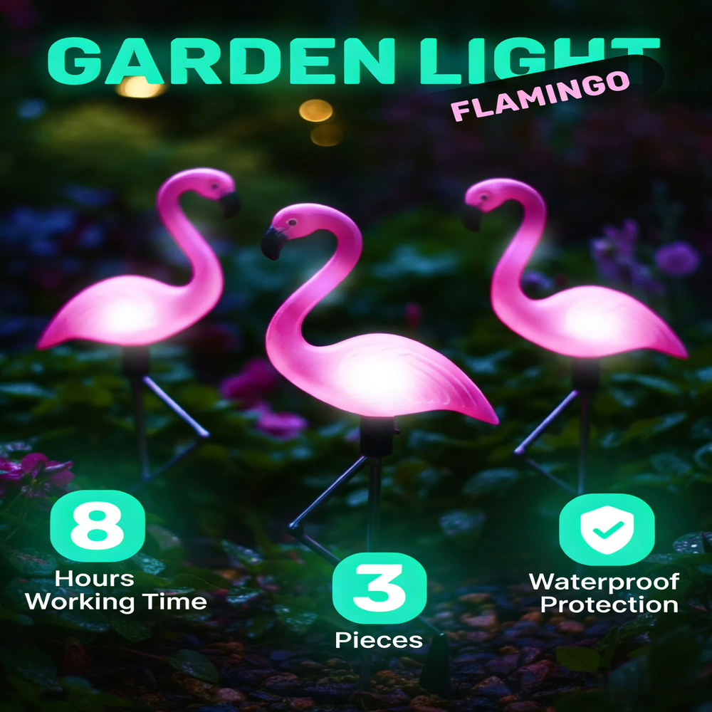 3Pcs Solar Powered Flamingo Gr - Outdoor Lighting Driveway recension och pris