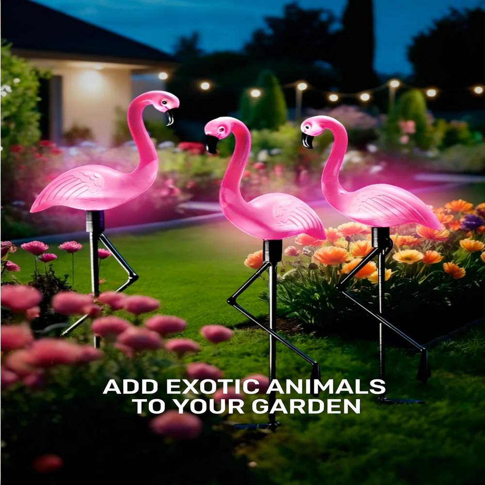 3Pcs Solar Powered Flamingo Gr - Outdoor Lighting Driveway recension och pris