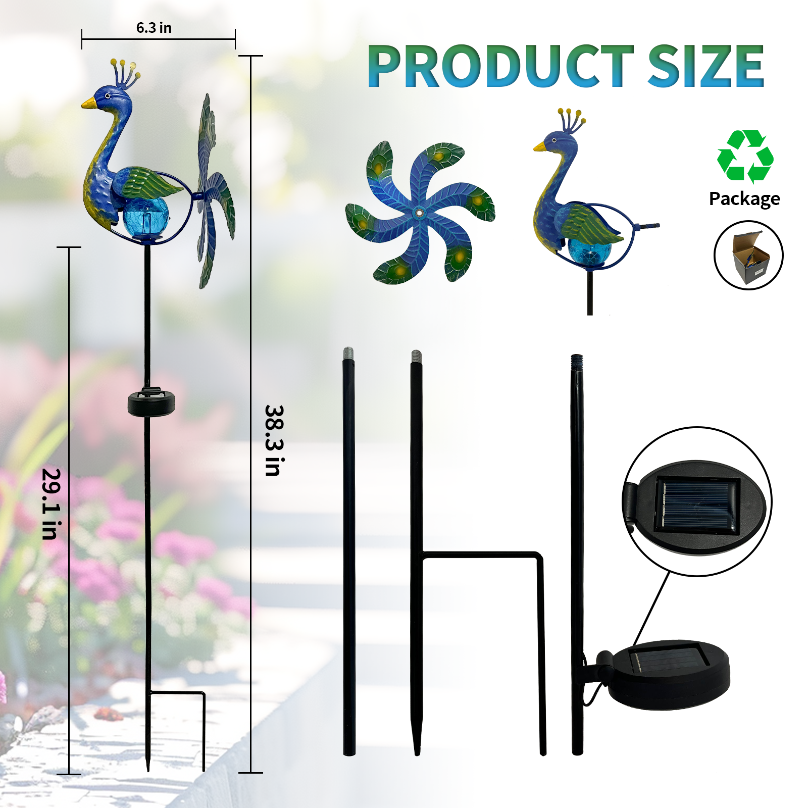 Solar Wind Spinner Peacock Out - Outdoor Lighting Driveway recension och pris