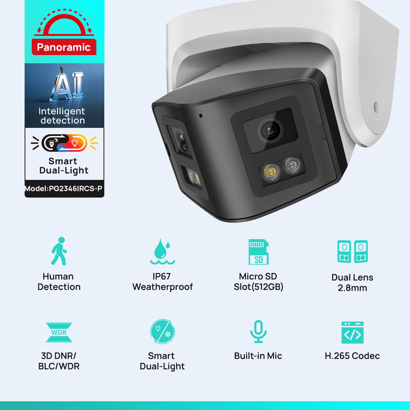 Vikylin 4MP Panoramic Smart Du - Outdoor Lighting Mains Powered recension och pris