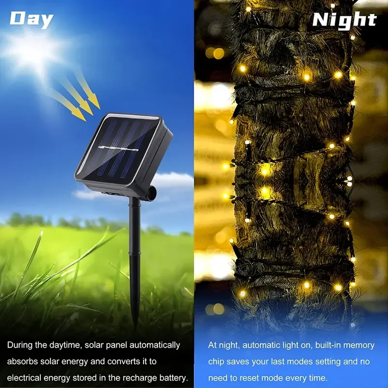 LED Solar Light String 8 Funct - Outdoor Lighting Driveway recension och pris