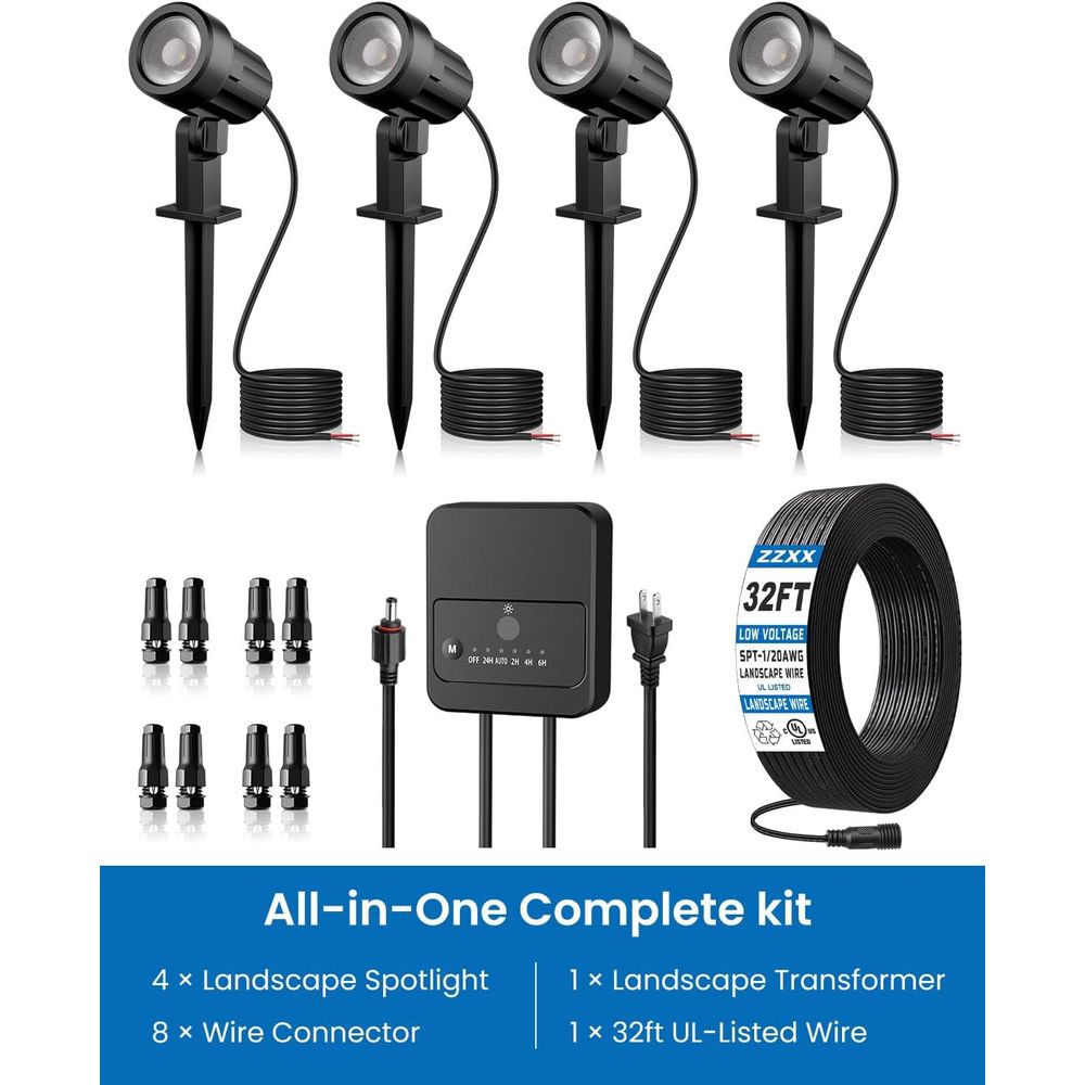 4-Pack LED Landscape Lighting  - Outdoor Lighting Kit With Transformer recension och pris