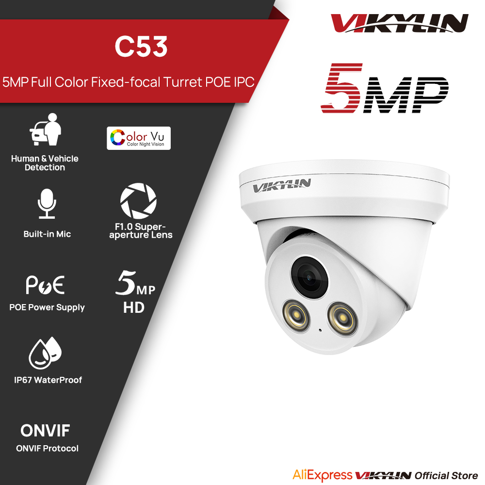 VIKYLIN 5MP Full Color IP Came - Outdoor Lighting Mains Powered recension och pris