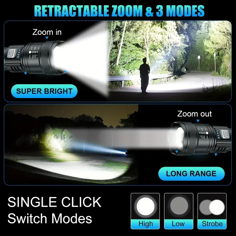 Powerful LED Flashlight Batter - Outdoor Lighting Battery Powered recension och pris