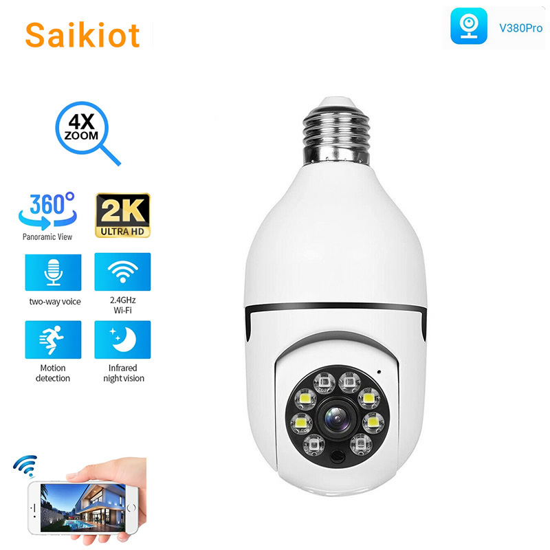Saikiot 2MP 4MP V380 Pro Bulb  - Outdoor Lighting Mains Powered recension och pris