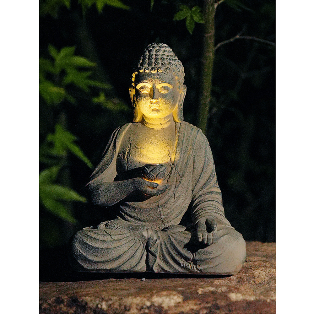 Resin Solar Buddha Statue Scul - Outdoor Zen Lighting recension och pris
