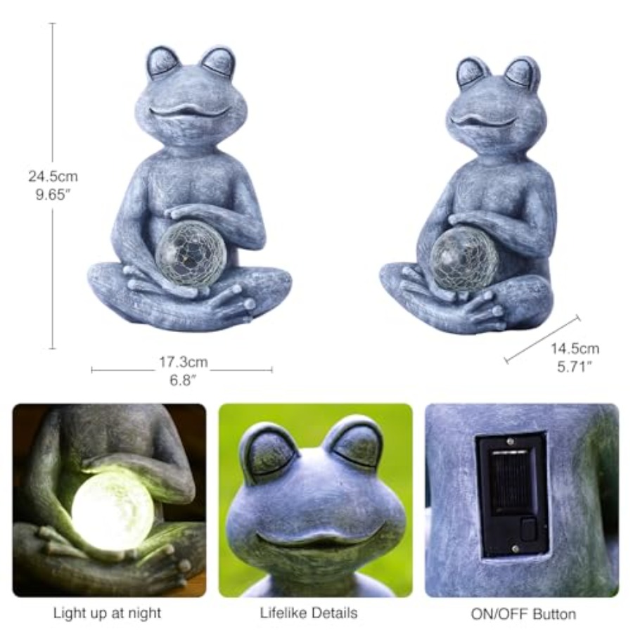Frog Statue with Solar Gazing  - Outdoor Zen Lighting recension och pris