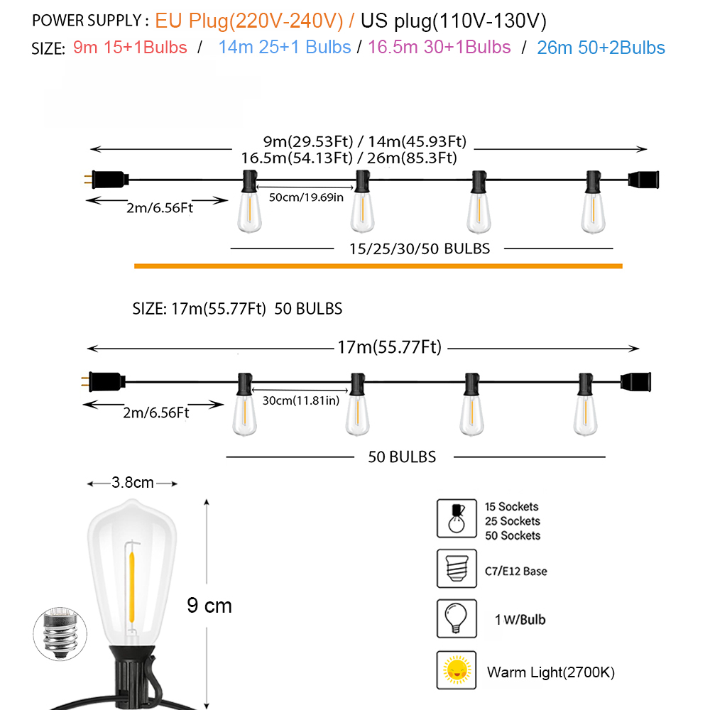 LED String Lights LED Outdoor  - Outdoor Lighting Driveway recension och pris