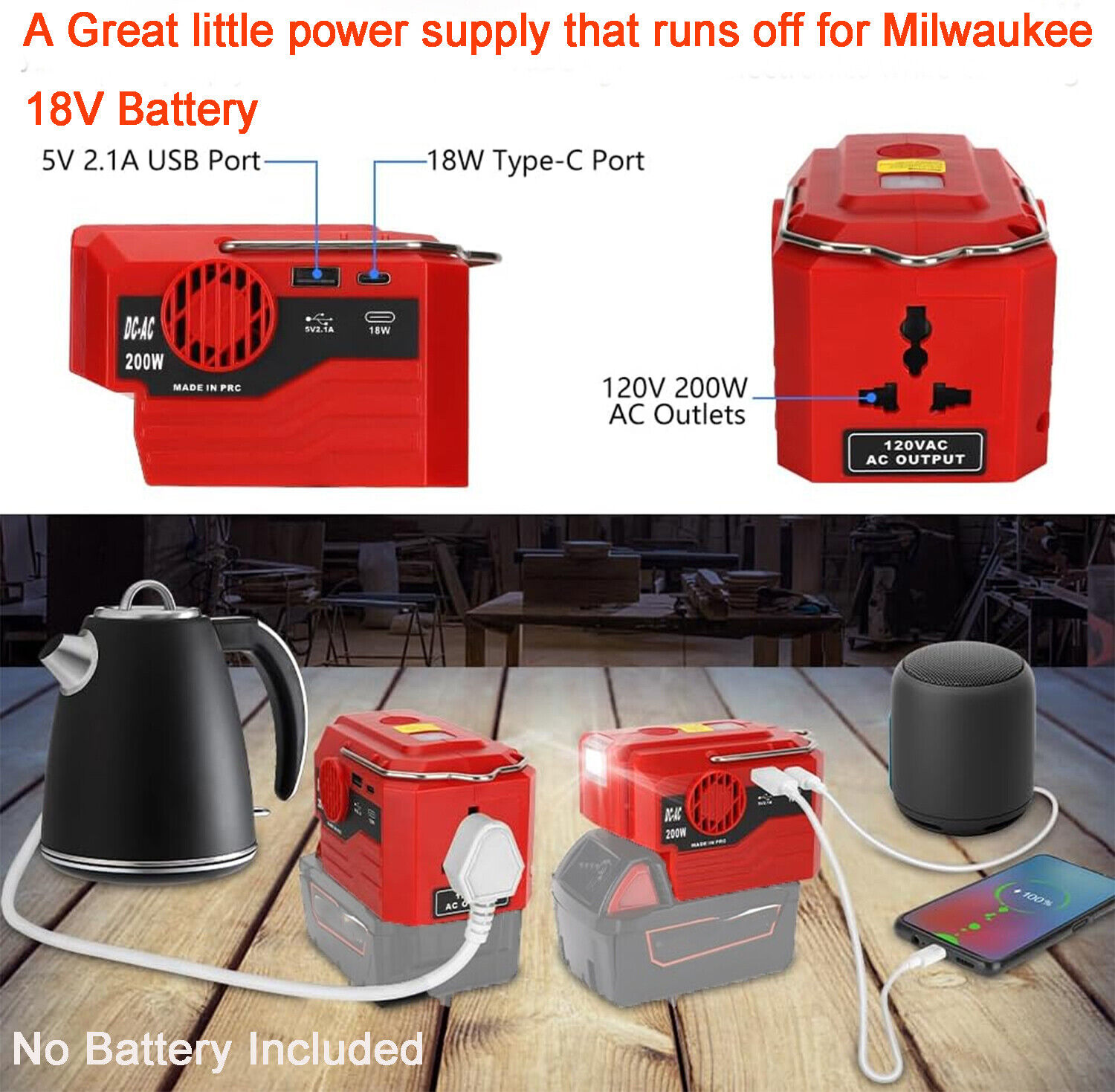 200W Portable Power Inverter 1 - Outdoor Lighting Battery Powered recension och pris