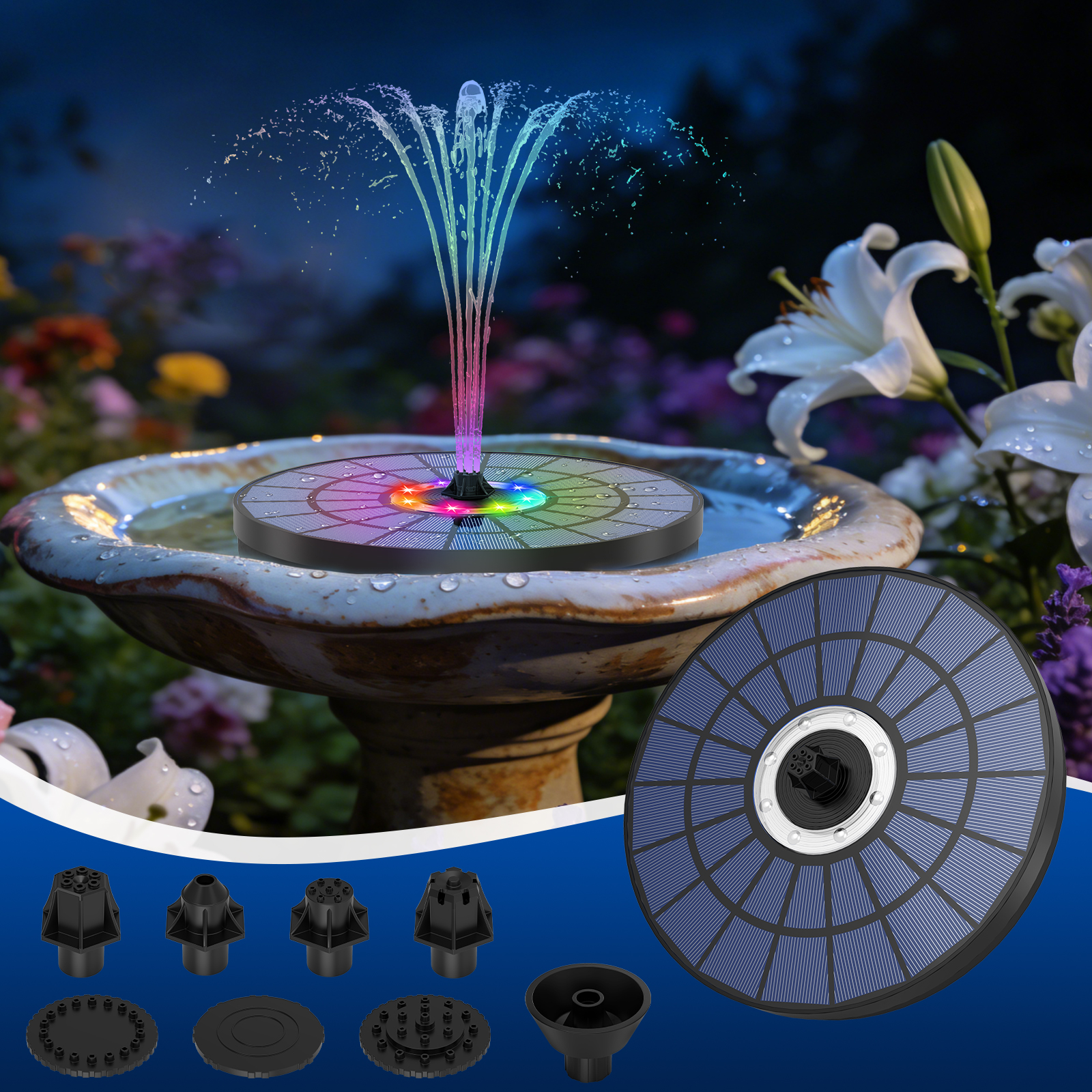 5.5W solar powered fountain wi - Outdoor Lighting Battery Powered recension och pris
