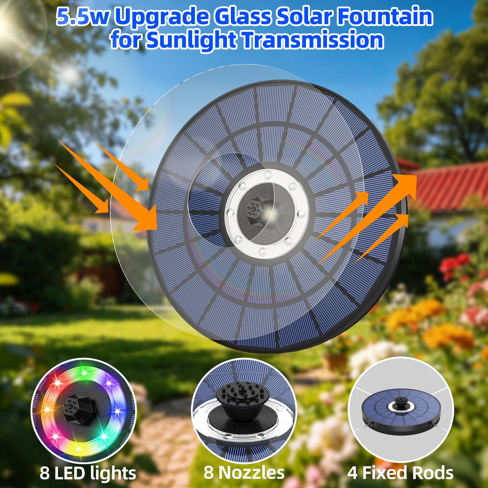 5.5W solar powered fountain wi - Outdoor Lighting Battery Powered recension och pris