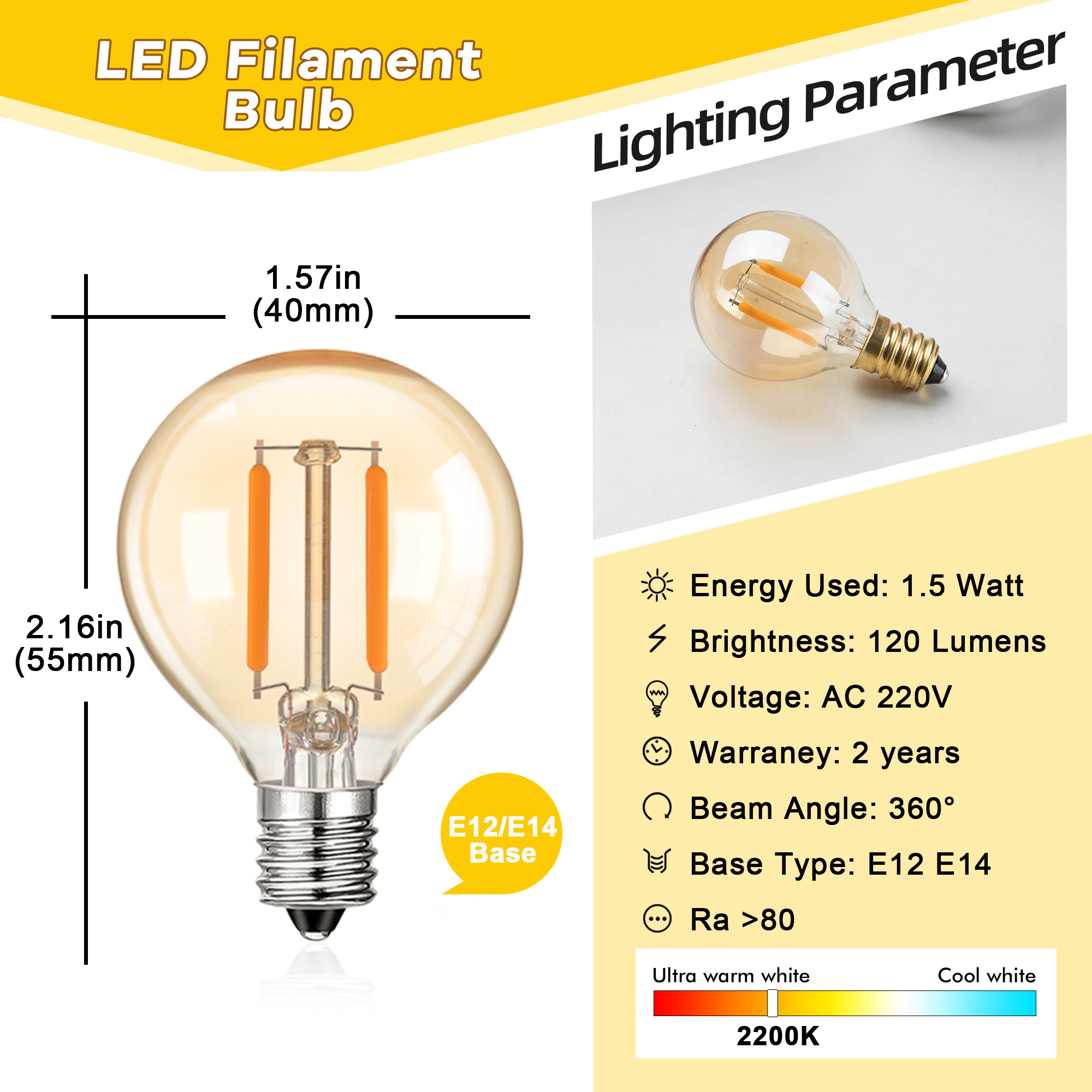 1.5W LED G40 Replace Light Bul - Outdoor Lighting Replacement Parts recension och pris
