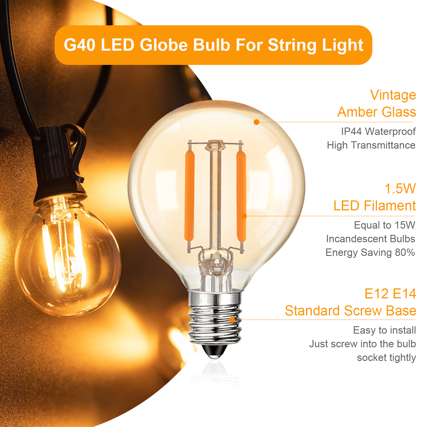 1.5W LED G40 Replace Light Bul - Outdoor Lighting Replacement Parts recension och pris