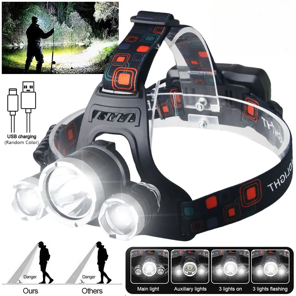 High Power LED Headlamp 18650  - Outdoor Lighting Battery Powered recension och pris