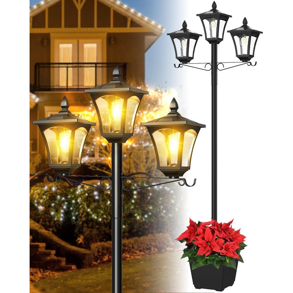 3-Head Solar Lamp Post Light,  - Outdoor Lighting Driveway recension och pris