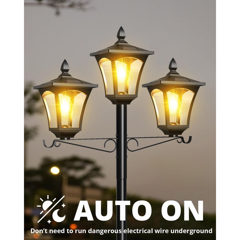 3-Head Solar Lamp Post Light,  - Outdoor Lighting Driveway recension och pris