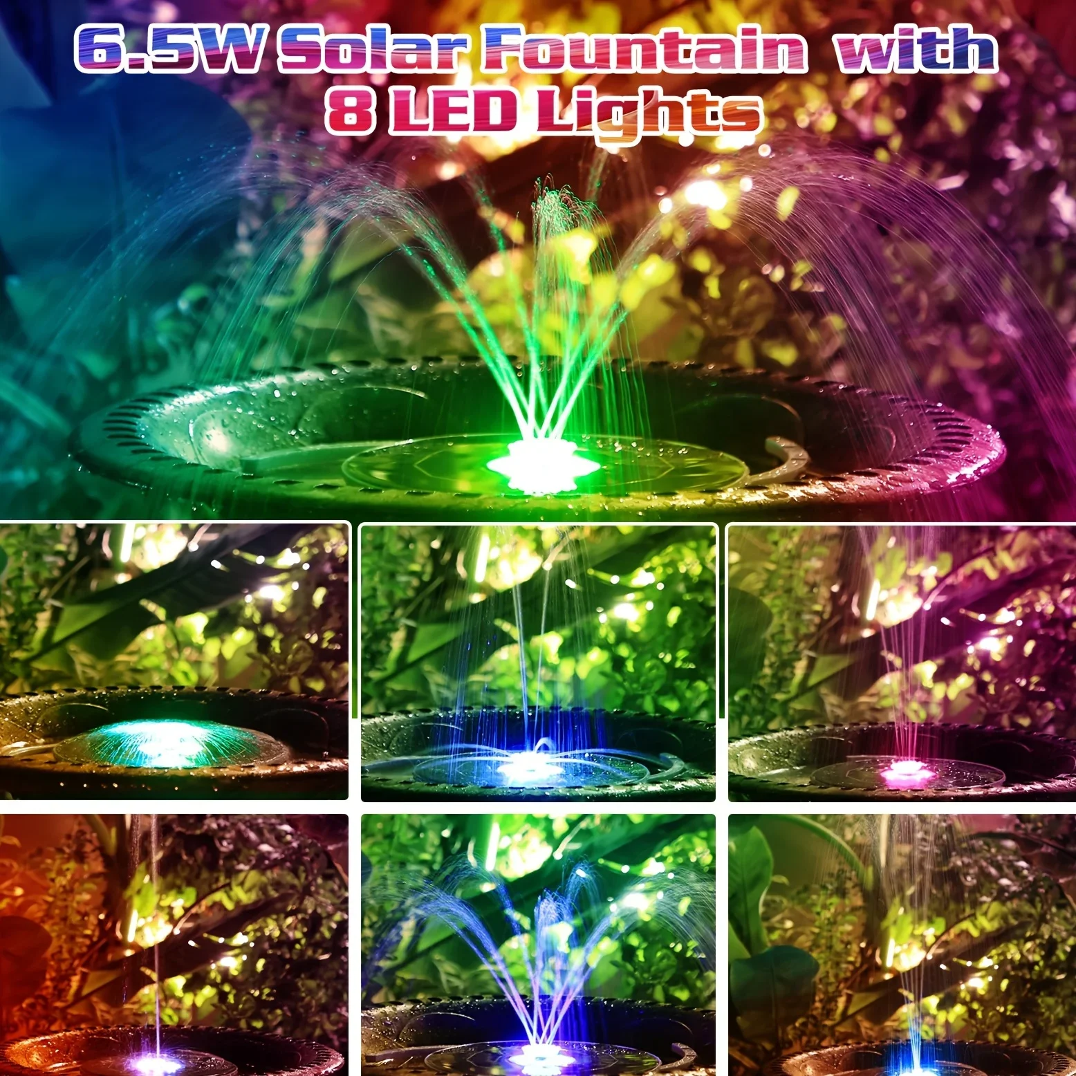 6.5W LED Solar Fountain Pump w - Outdoor Lighting Transformer recension och pris